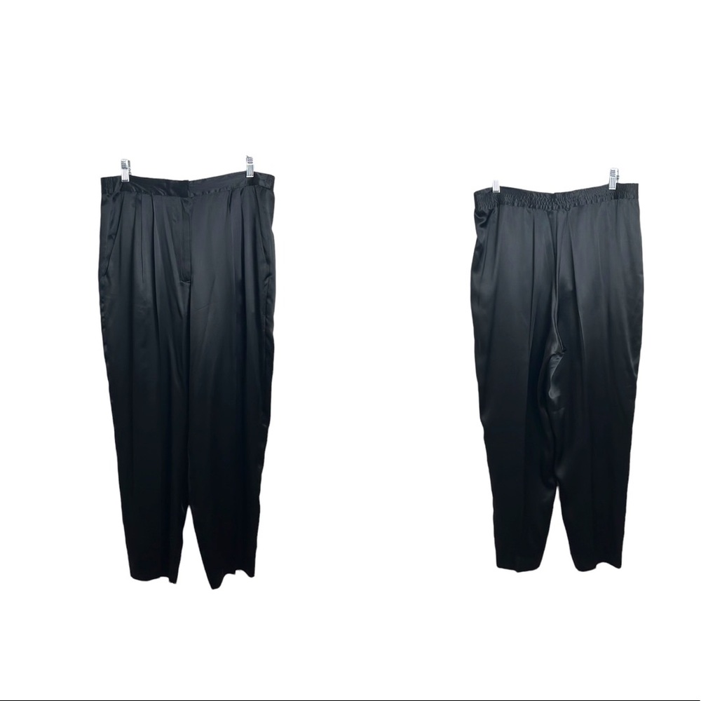 Lord & Taylor 100% Silk Black Chic Straight Leg Vintage Pants Size 10